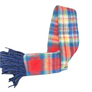 Dog Colorful Plaid Scarf with Fringe OS NEW